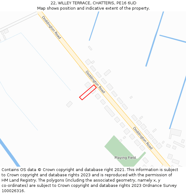 22, WILLEY TERRACE, CHATTERIS, PE16 6UD: Location map and indicative extent of plot