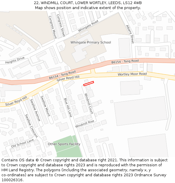22, WINDMILL COURT, LOWER WORTLEY, LEEDS, LS12 4WB: Location map and indicative extent of plot