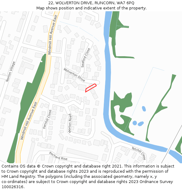 22, WOLVERTON DRIVE, RUNCORN, WA7 6PQ: Location map and indicative extent of plot
