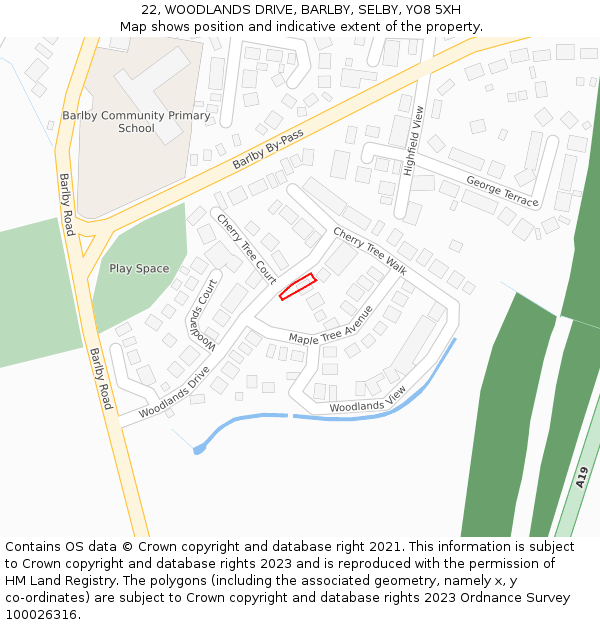 22, WOODLANDS DRIVE, BARLBY, SELBY, YO8 5XH: Location map and indicative extent of plot