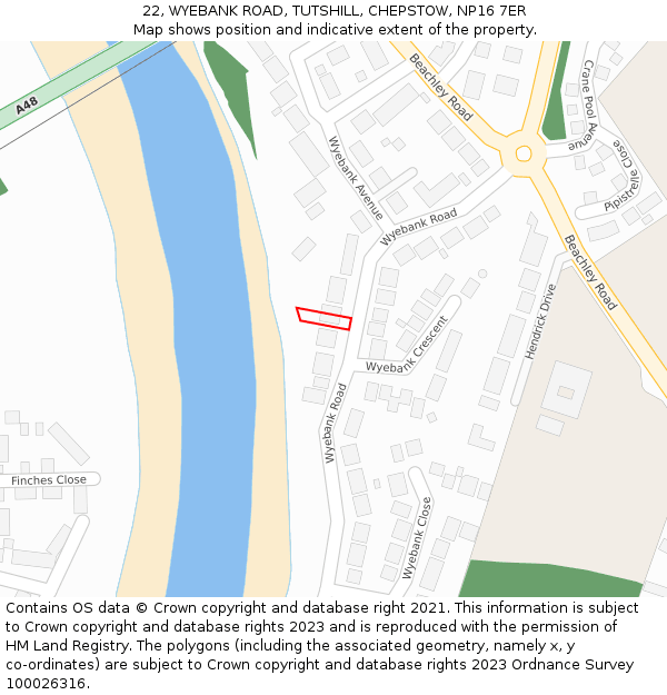 22, WYEBANK ROAD, TUTSHILL, CHEPSTOW, NP16 7ER: Location map and indicative extent of plot