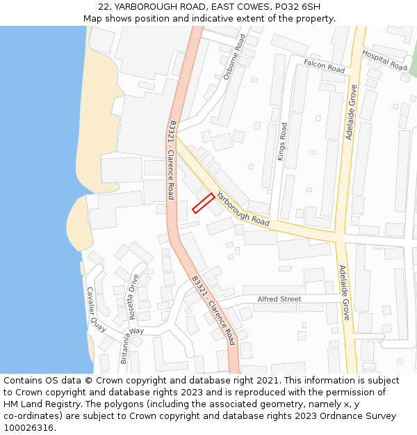 22, YARBOROUGH ROAD, EAST COWES, PO32 6SH: Location map and indicative extent of plot