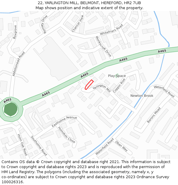 22, YARLINGTON MILL, BELMONT, HEREFORD, HR2 7UB: Location map and indicative extent of plot