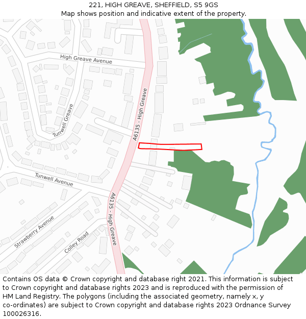 221, HIGH GREAVE, SHEFFIELD, S5 9GS: Location map and indicative extent of plot