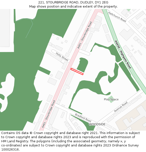 221, STOURBRIDGE ROAD, DUDLEY, DY1 2EG: Location map and indicative extent of plot