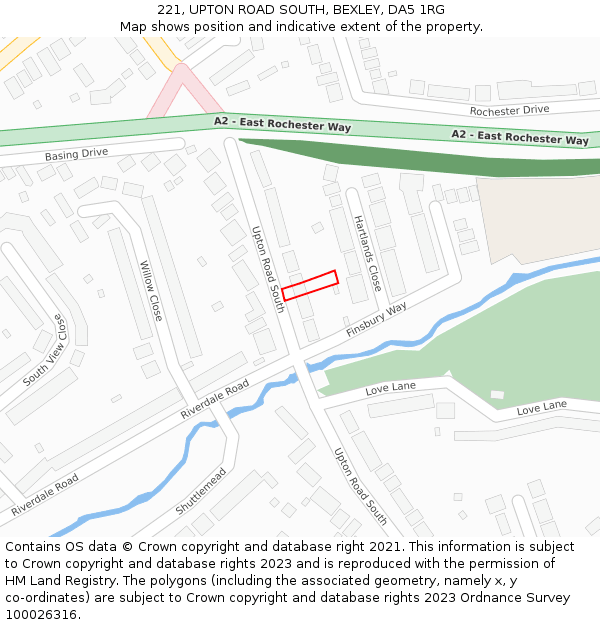 221, UPTON ROAD SOUTH, BEXLEY, DA5 1RG: Location map and indicative extent of plot