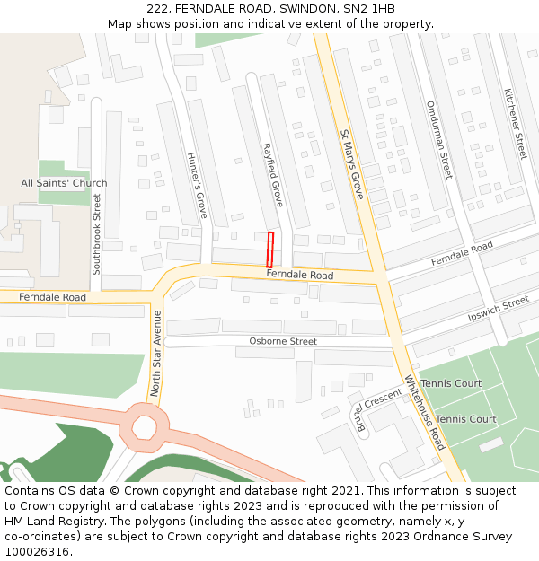 222, FERNDALE ROAD, SWINDON, SN2 1HB: Location map and indicative extent of plot