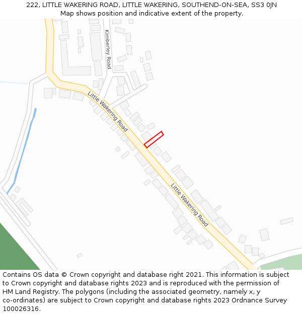222, LITTLE WAKERING ROAD, LITTLE WAKERING, SOUTHEND-ON-SEA, SS3 0JN: Location map and indicative extent of plot