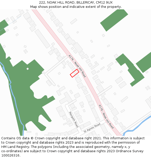 222, NOAK HILL ROAD, BILLERICAY, CM12 9UX: Location map and indicative extent of plot