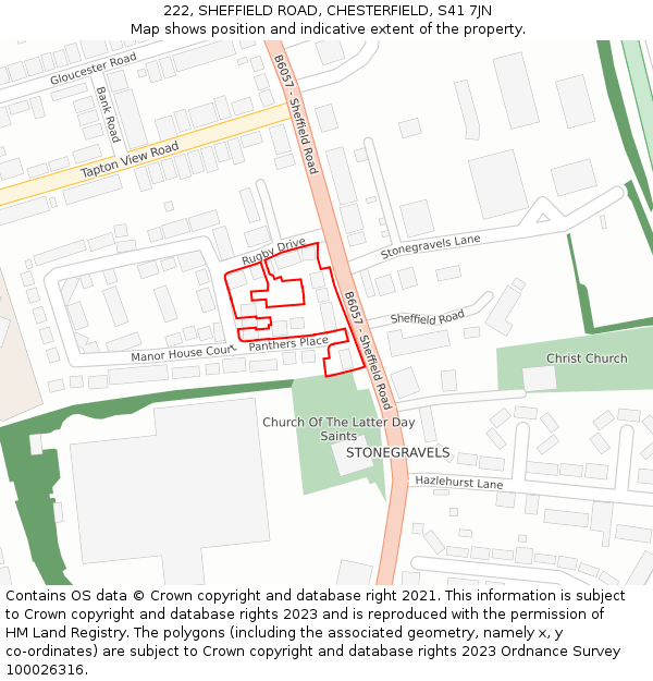 222, SHEFFIELD ROAD, CHESTERFIELD, S41 7JN: Location map and indicative extent of plot