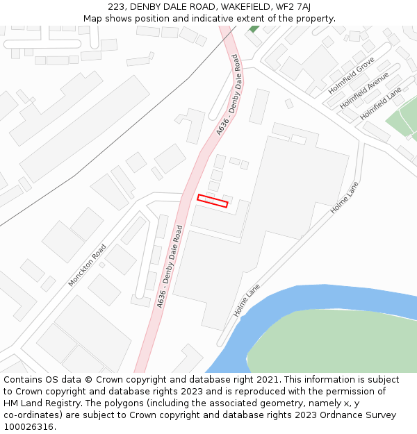 223, DENBY DALE ROAD, WAKEFIELD, WF2 7AJ: Location map and indicative extent of plot