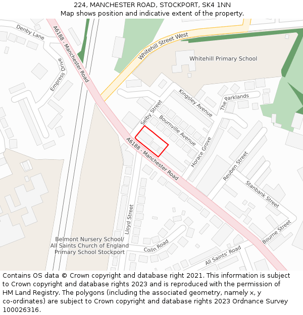 224, MANCHESTER ROAD, STOCKPORT, SK4 1NN: Location map and indicative extent of plot
