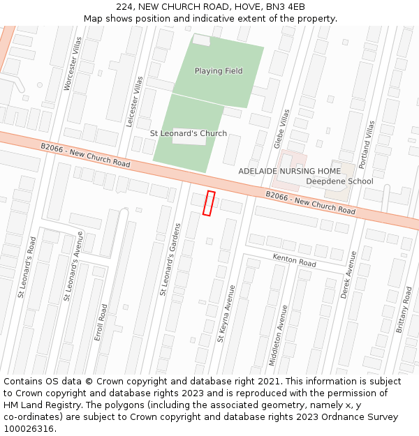 224, NEW CHURCH ROAD, HOVE, BN3 4EB: Location map and indicative extent of plot