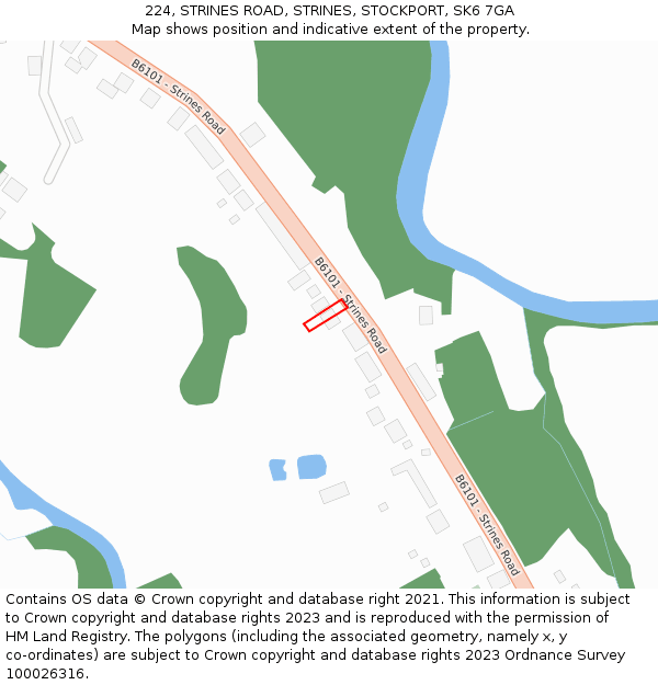 224, STRINES ROAD, STRINES, STOCKPORT, SK6 7GA: Location map and indicative extent of plot