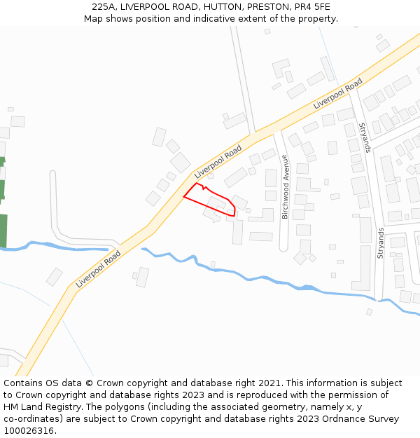 225A, LIVERPOOL ROAD, HUTTON, PRESTON, PR4 5FE: Location map and indicative extent of plot