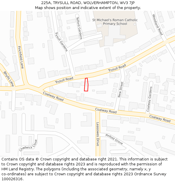 225A, TRYSULL ROAD, WOLVERHAMPTON, WV3 7JP: Location map and indicative extent of plot