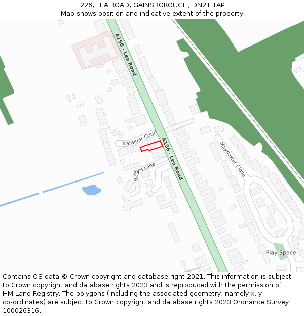 226, LEA ROAD, GAINSBOROUGH, DN21 1AP: Location map and indicative extent of plot