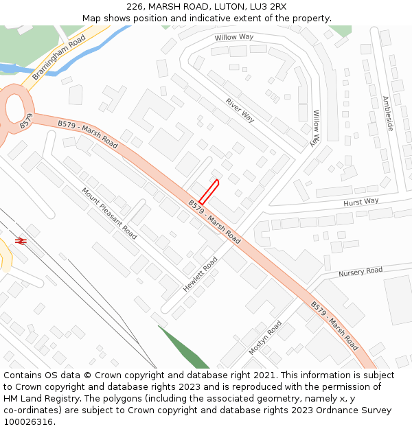 226, MARSH ROAD, LUTON, LU3 2RX: Location map and indicative extent of plot