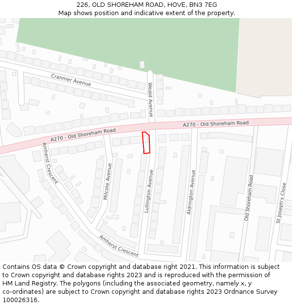 226, OLD SHOREHAM ROAD, HOVE, BN3 7EG: Location map and indicative extent of plot