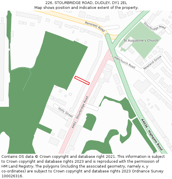 226, STOURBRIDGE ROAD, DUDLEY, DY1 2EL: Location map and indicative extent of plot
