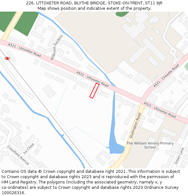 226, UTTOXETER ROAD, BLYTHE BRIDGE, STOKE-ON-TRENT, ST11 9JR: Location map and indicative extent of plot