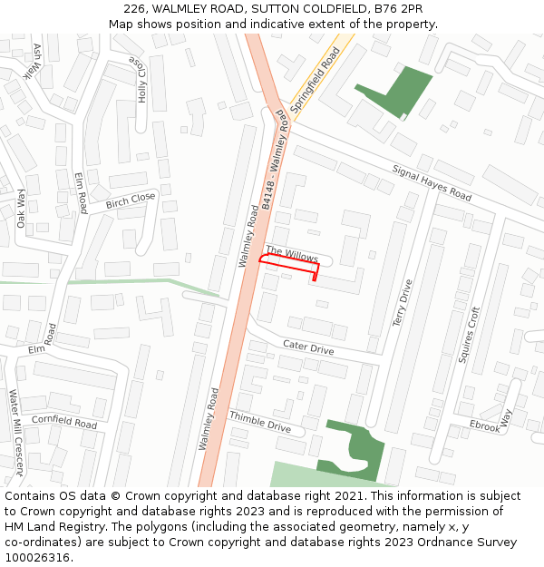 226, WALMLEY ROAD, SUTTON COLDFIELD, B76 2PR: Location map and indicative extent of plot