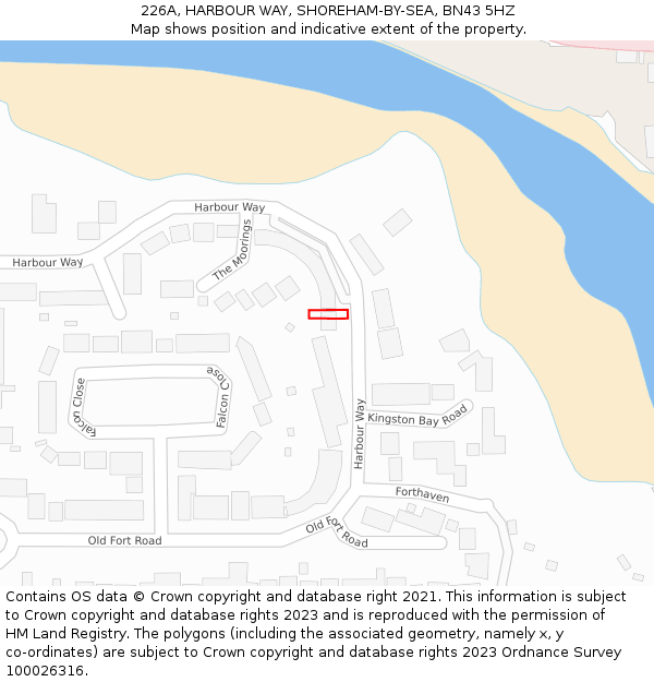 226A, HARBOUR WAY, SHOREHAM-BY-SEA, BN43 5HZ: Location map and indicative extent of plot