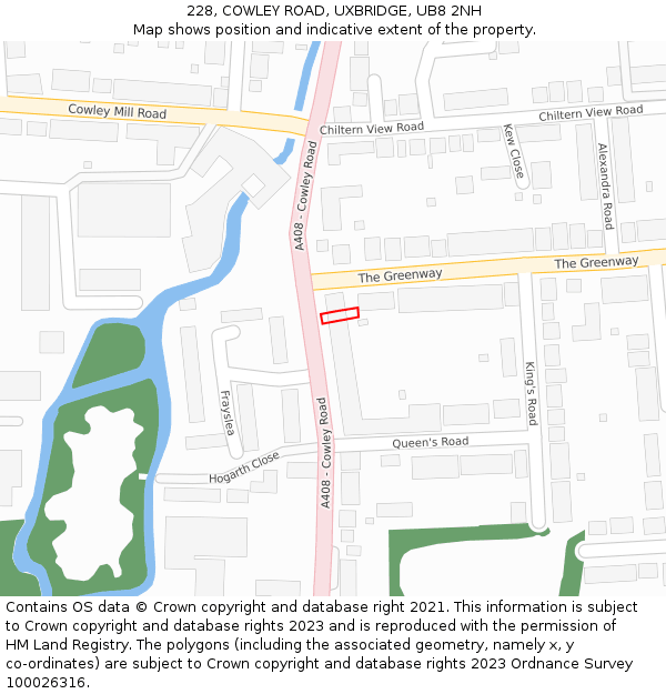 228, COWLEY ROAD, UXBRIDGE, UB8 2NH: Location map and indicative extent of plot