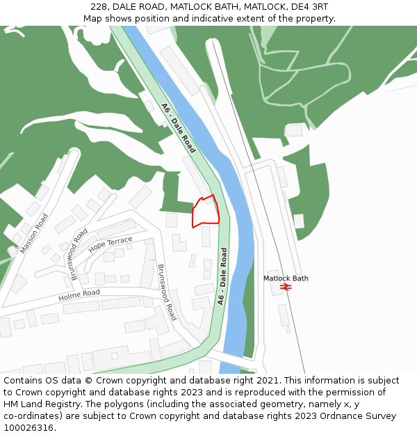 228, DALE ROAD, MATLOCK BATH, MATLOCK, DE4 3RT: Location map and indicative extent of plot