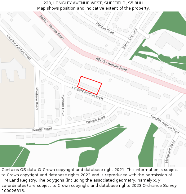 228, LONGLEY AVENUE WEST, SHEFFIELD, S5 8UH: Location map and indicative extent of plot