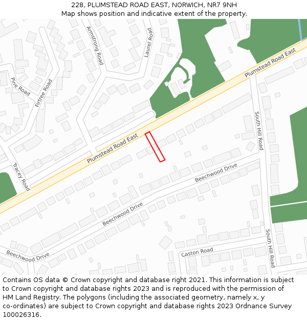 228, PLUMSTEAD ROAD EAST, NORWICH, NR7 9NH: Location map and indicative extent of plot