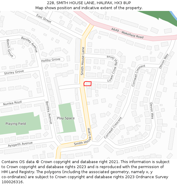 228, SMITH HOUSE LANE, HALIFAX, HX3 8UP: Location map and indicative extent of plot