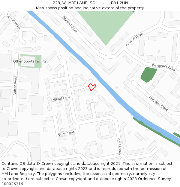 228, WHARF LANE, SOLIHULL, B91 2UN: Location map and indicative extent of plot