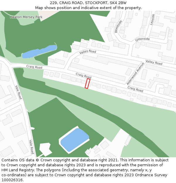 229, CRAIG ROAD, STOCKPORT, SK4 2BW: Location map and indicative extent of plot