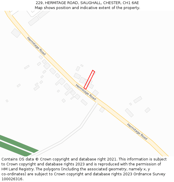 229, HERMITAGE ROAD, SAUGHALL, CHESTER, CH1 6AE: Location map and indicative extent of plot