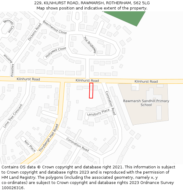 229, KILNHURST ROAD, RAWMARSH, ROTHERHAM, S62 5LG: Location map and indicative extent of plot