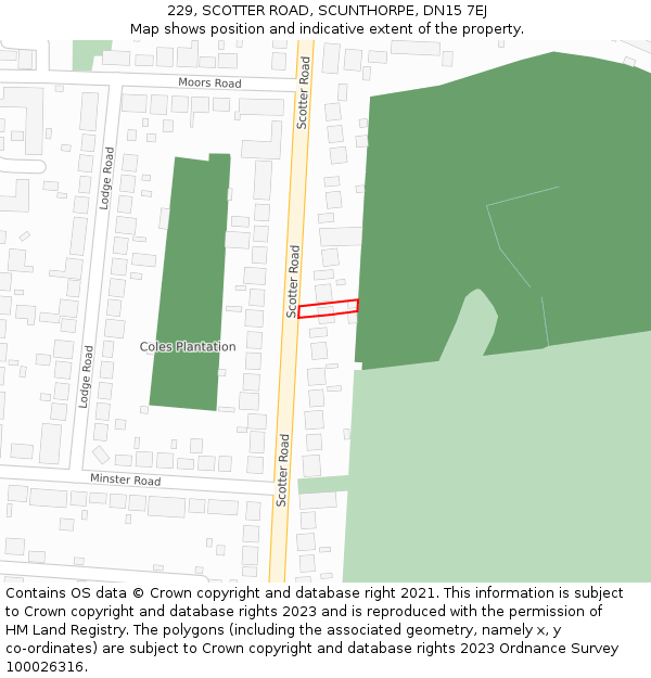 229, SCOTTER ROAD, SCUNTHORPE, DN15 7EJ: Location map and indicative extent of plot