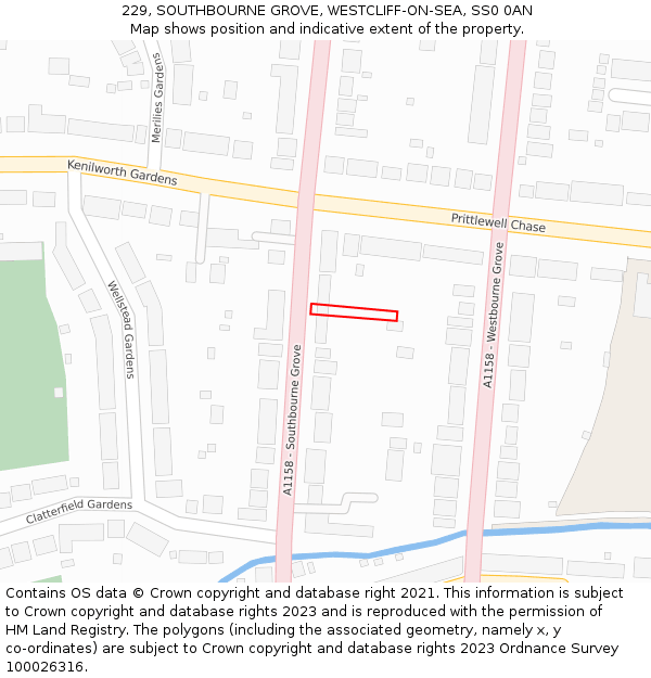 229, SOUTHBOURNE GROVE, WESTCLIFF-ON-SEA, SS0 0AN: Location map and indicative extent of plot