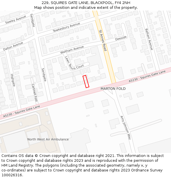 229, SQUIRES GATE LANE, BLACKPOOL, FY4 2NH: Location map and indicative extent of plot