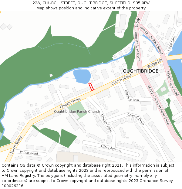 22A, CHURCH STREET, OUGHTIBRIDGE, SHEFFIELD, S35 0FW: Location map and indicative extent of plot