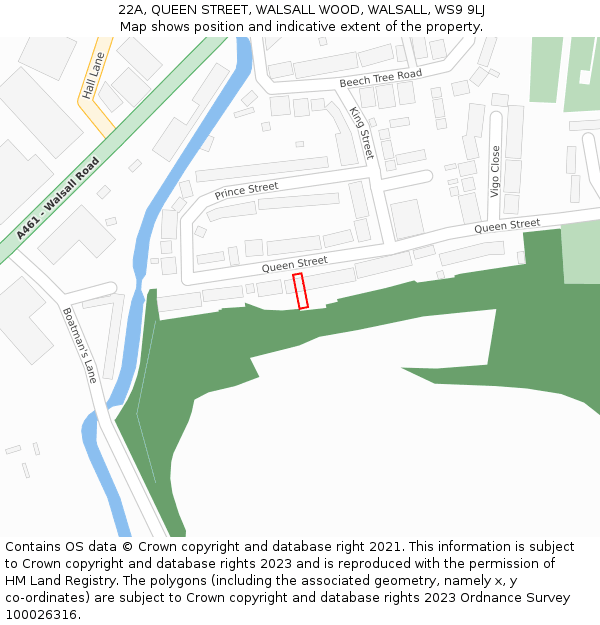 22A, QUEEN STREET, WALSALL WOOD, WALSALL, WS9 9LJ: Location map and indicative extent of plot