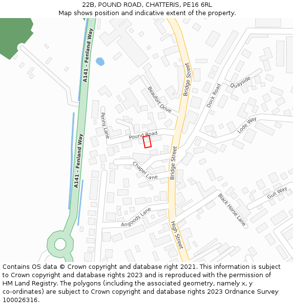 22B, POUND ROAD, CHATTERIS, PE16 6RL: Location map and indicative extent of plot