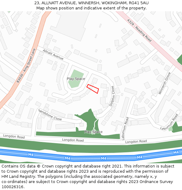 23, ALLNATT AVENUE, WINNERSH, WOKINGHAM, RG41 5AU: Location map and indicative extent of plot