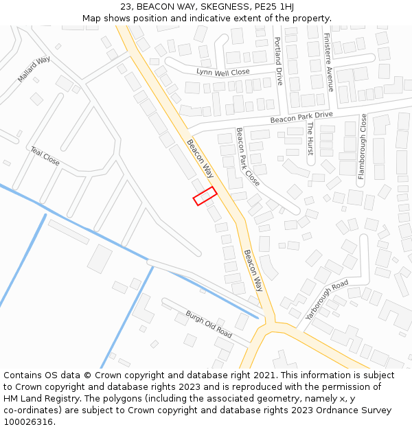 23, BEACON WAY, SKEGNESS, PE25 1HJ: Location map and indicative extent of plot