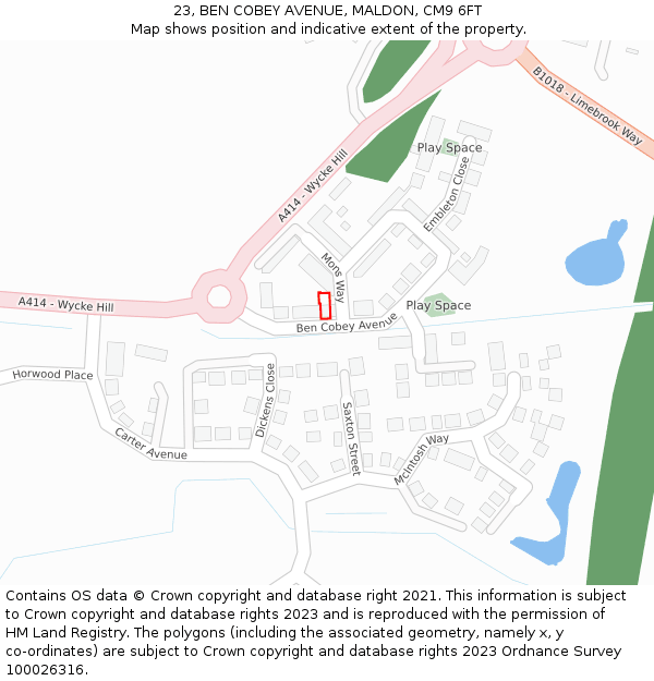 23, BEN COBEY AVENUE, MALDON, CM9 6FT: Location map and indicative extent of plot