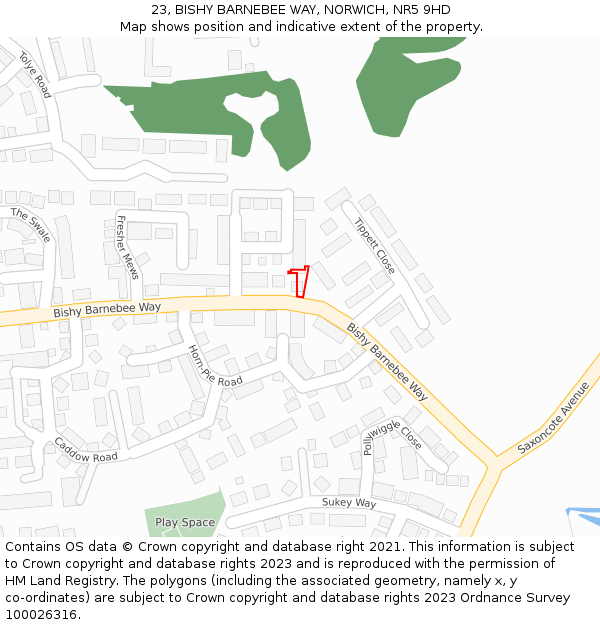 23, BISHY BARNEBEE WAY, NORWICH, NR5 9HD: Location map and indicative extent of plot
