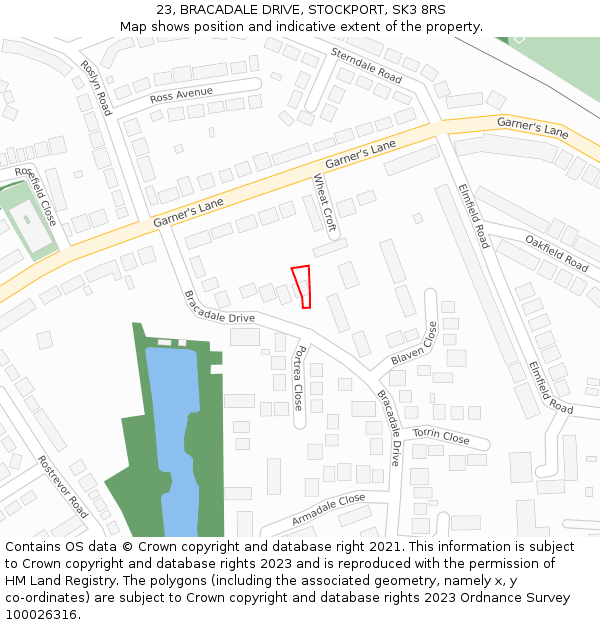 23, BRACADALE DRIVE, STOCKPORT, SK3 8RS: Location map and indicative extent of plot