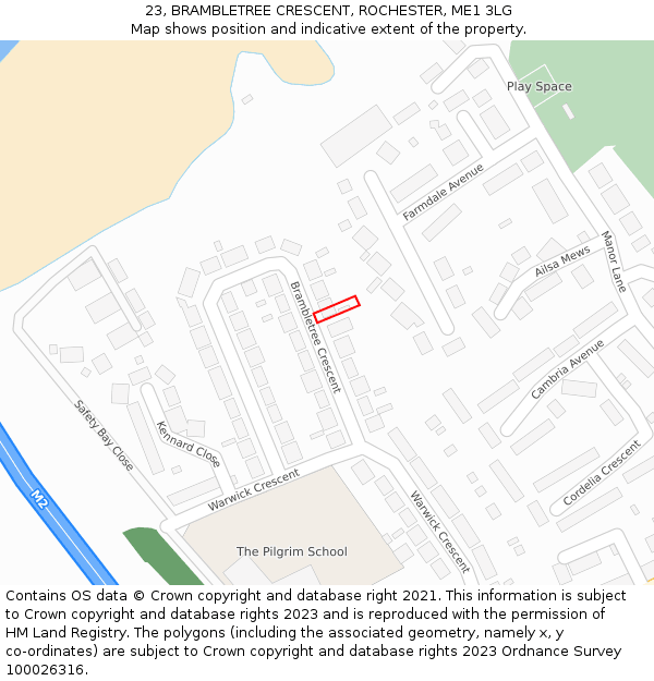 23, BRAMBLETREE CRESCENT, ROCHESTER, ME1 3LG: Location map and indicative extent of plot