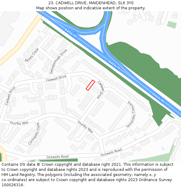 23, CADWELL DRIVE, MAIDENHEAD, SL6 3YS: Location map and indicative extent of plot