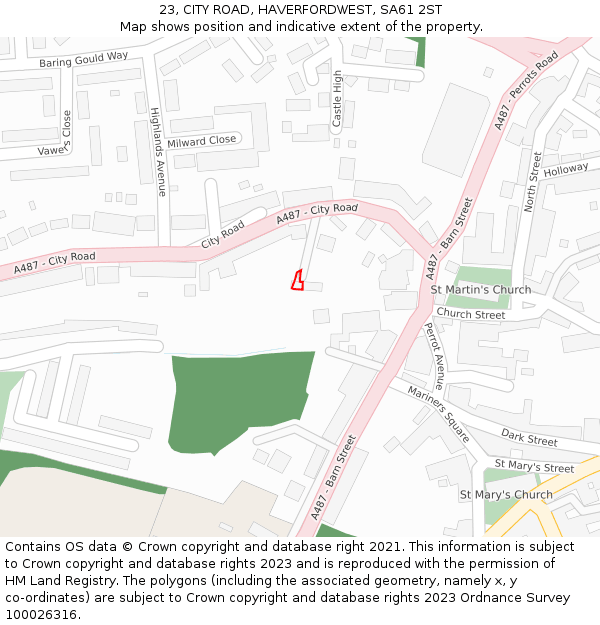 23, CITY ROAD, HAVERFORDWEST, SA61 2ST: Location map and indicative extent of plot